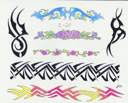 Tribal Band Color Tattoo